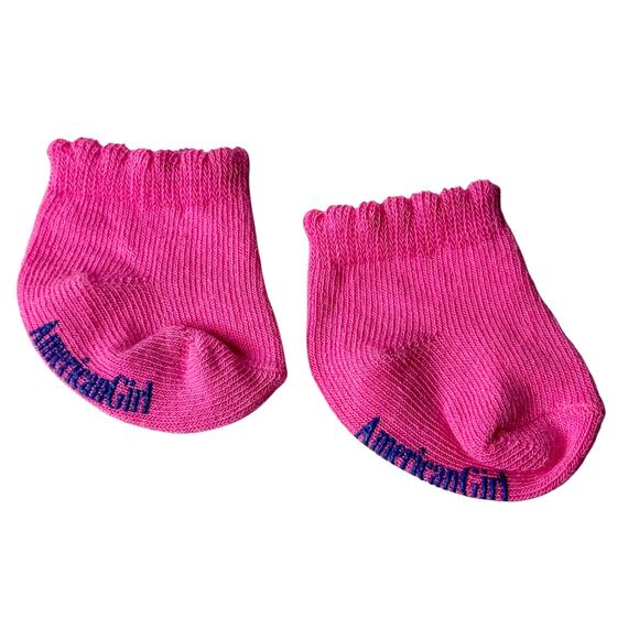 American Girl Pink Sleep Socks Plaid Robe Outfit Accessory Embroider Ankle Sock - Picture 2 of 5